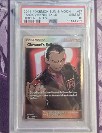 PSA 10 GEM MINT Giovanni's Exile 67/68 Hidden Fates Ultra Rare Holo Pokémon 2019