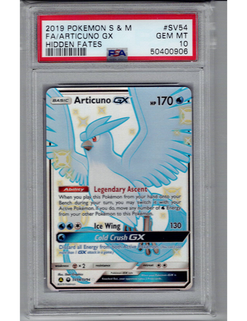 PSA 10 Gem Mint Shiny Articuno GX SV54/SV94 Hidden Fates