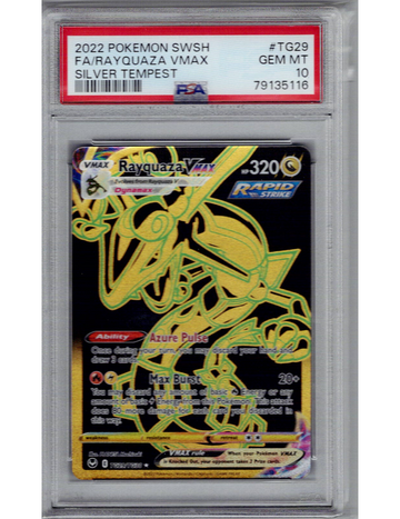 PSA 10 GEM MINT Rayquaza VMAX Silver Tempest Full Art Holo Pokemon TG29/TG30