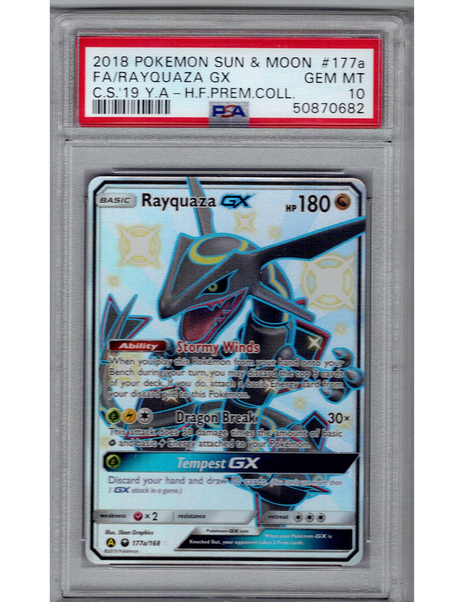 PSA 10 GEM MINT Rayquaza GX Hidden Fates Premium Collection 177a/168