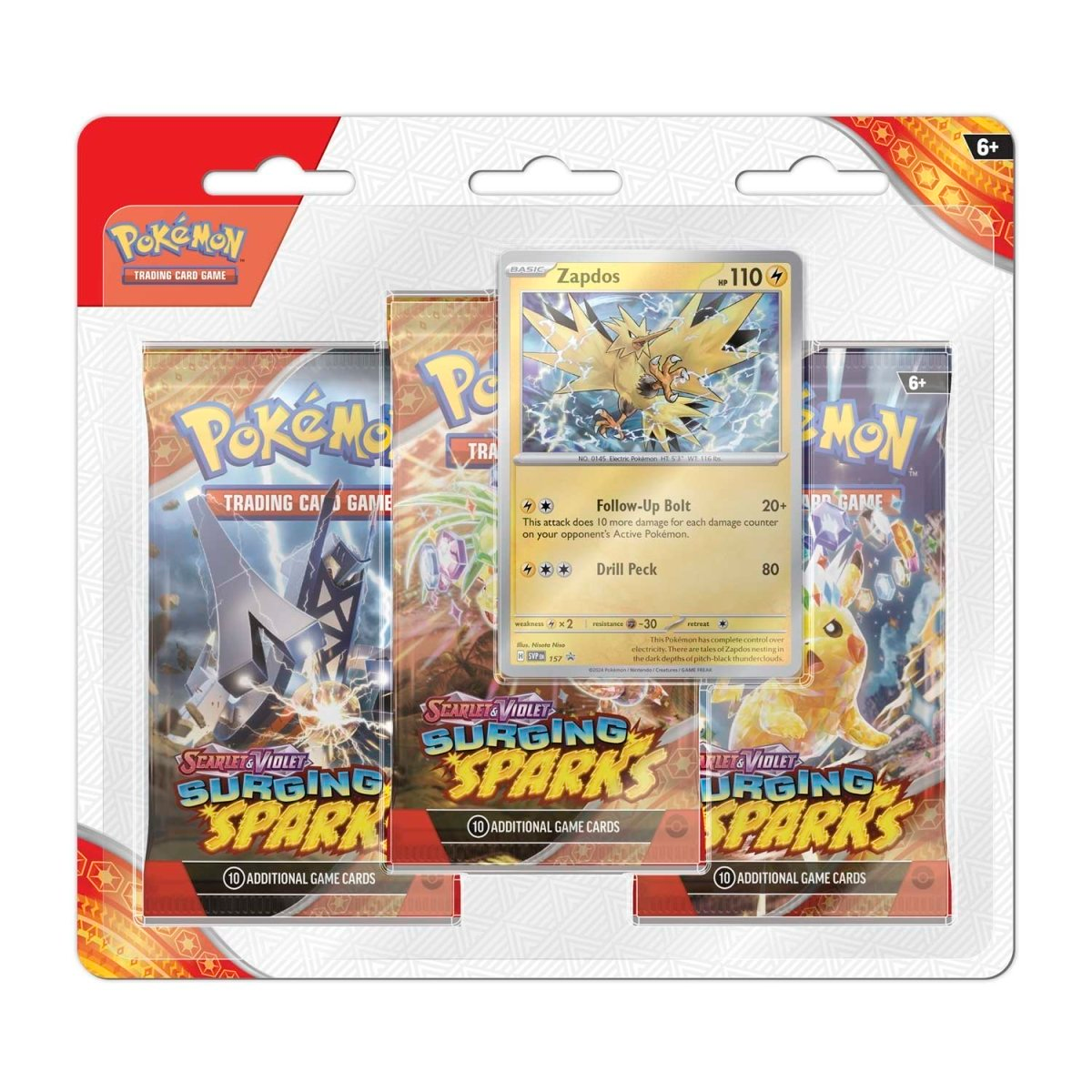 Scarlet & Violet-Surging Sparks 3 Booster Packs & Zapdos Promo Card - Nexus Collects